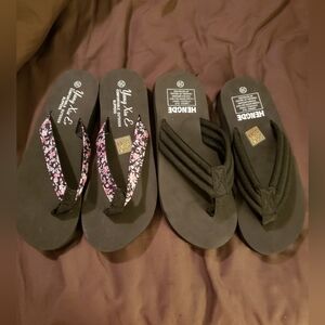 2- Hendge & Yang XiuEr Brand Black & Pink Women Thong Sandals 7- 7.5 (39) NEW